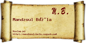 Mandzsul Béla névjegykártya